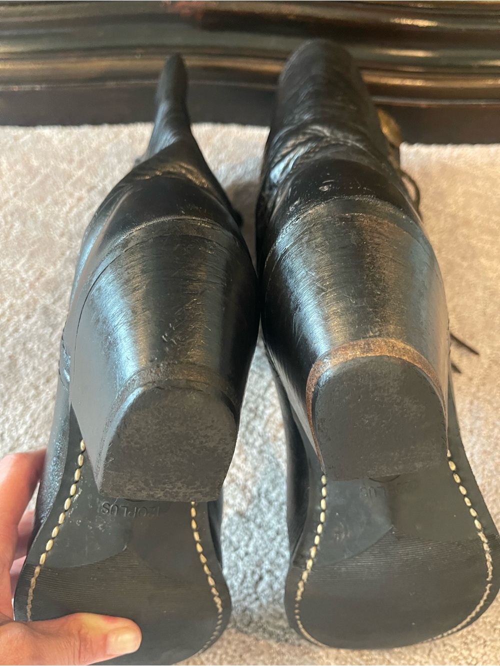 Harley Davidson 80’s Vintage Leather, Side Lace Concho Boots, Black, Western, 9 - Picture 7 of 14